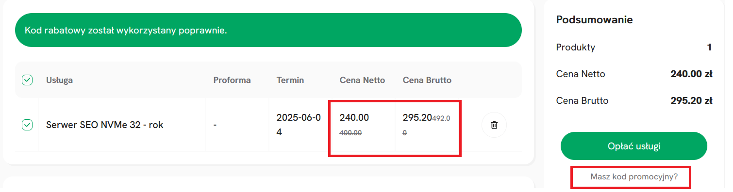 rabat na hosting SEO