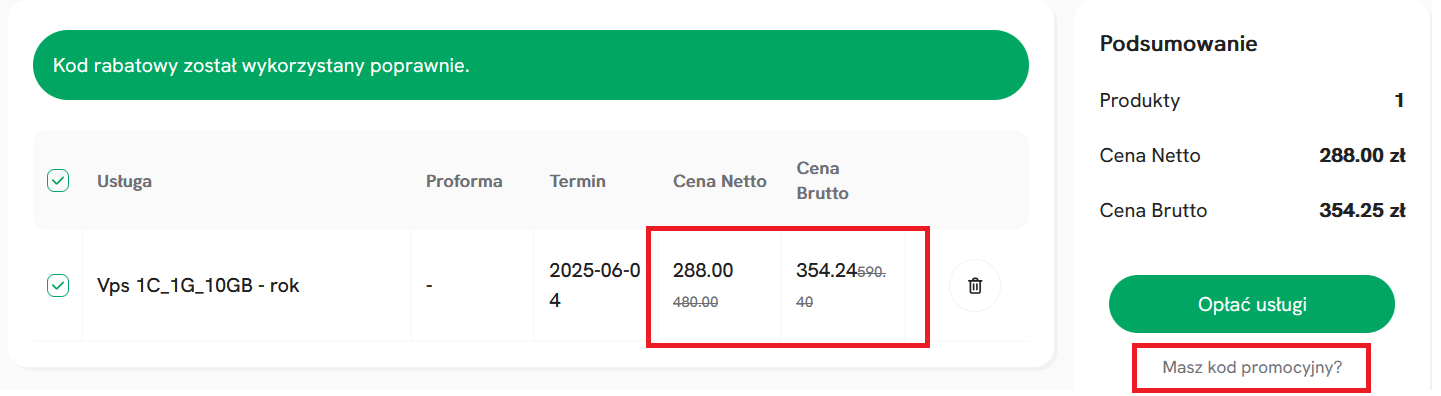 rabat na serwer VPS